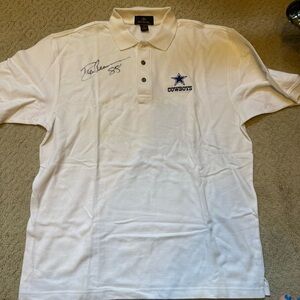 Autographed Drew Pearson White Cowboys Polo Shirt